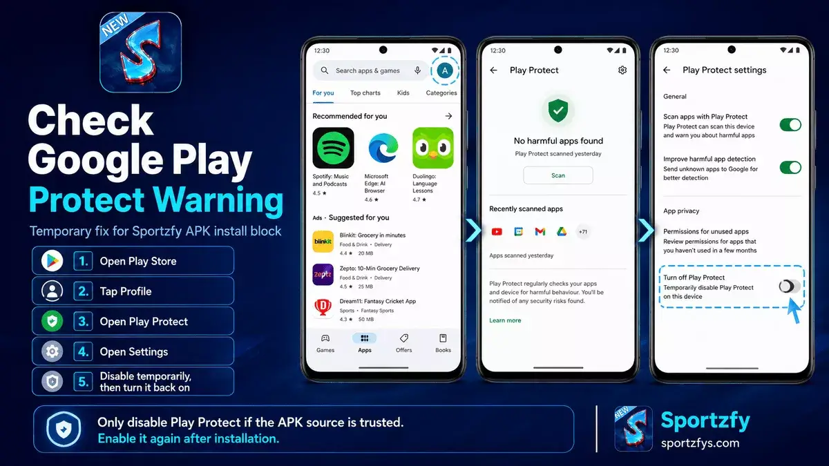 Check Google Play Protect Warning