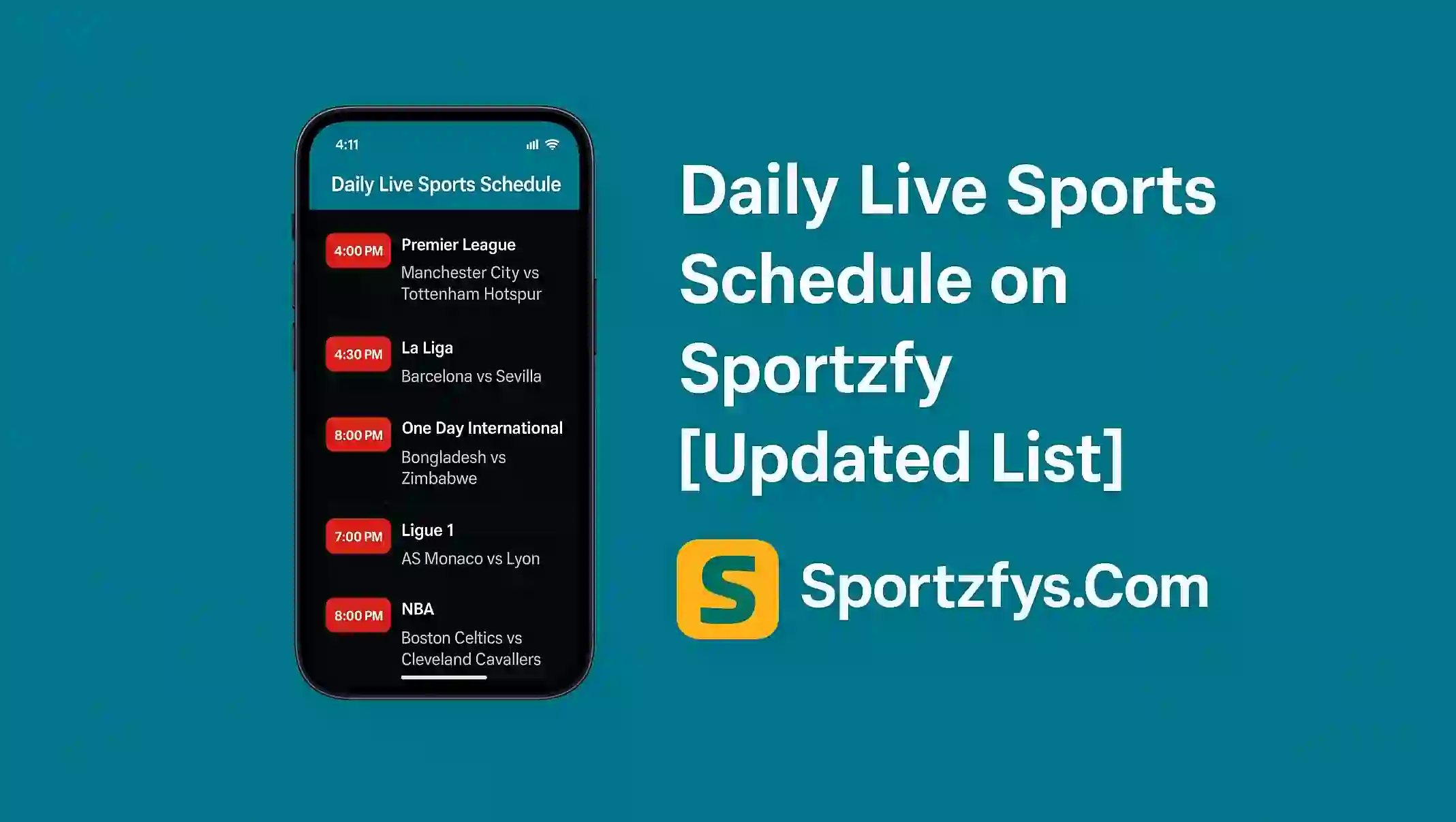 Daily Live Sports Schedule on Sportzfy [Updated List]