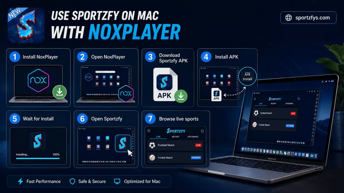Sportzfy on Mac with NoxPlayer